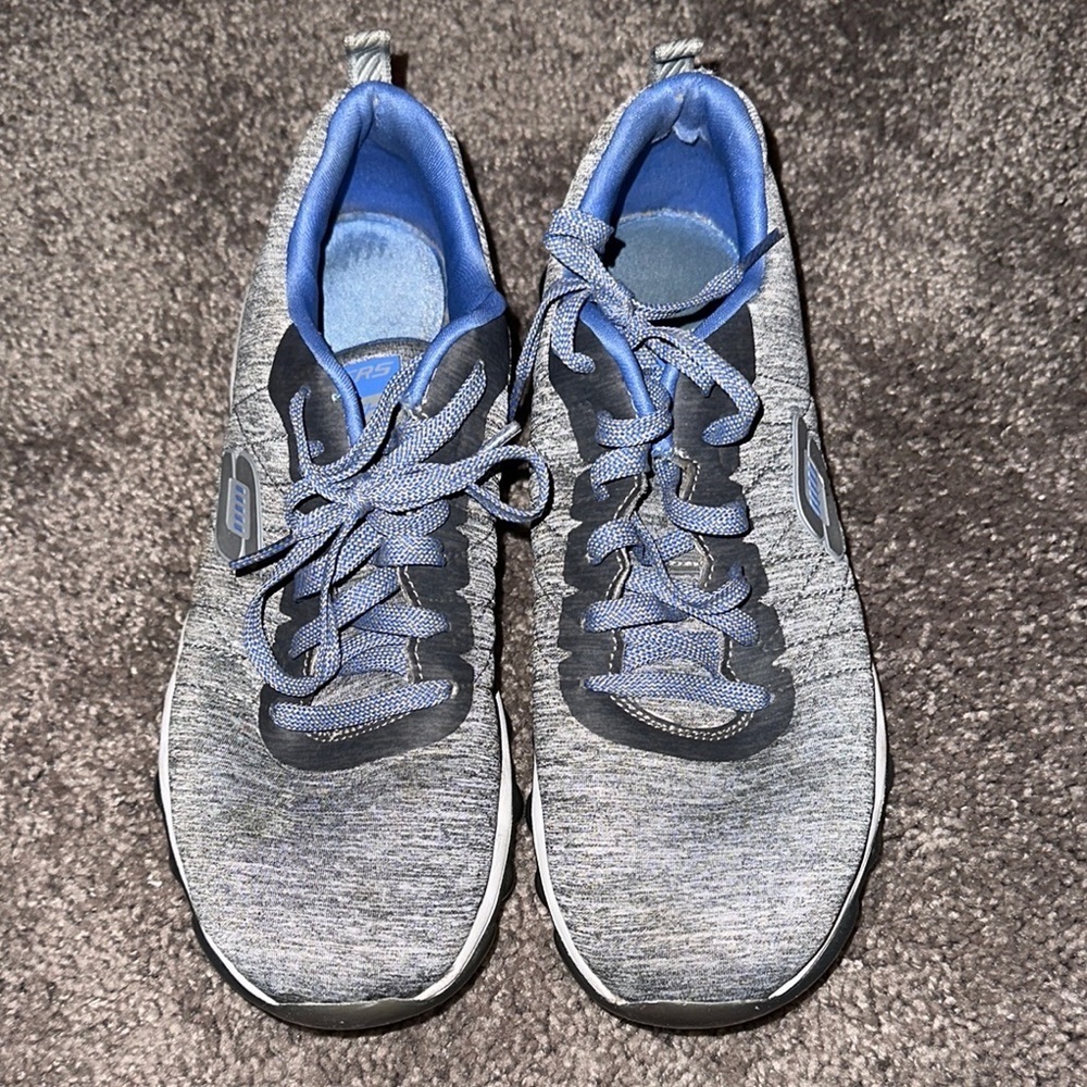 Skechers Gray and Blue Athletic Shoes with Mesh Upper
